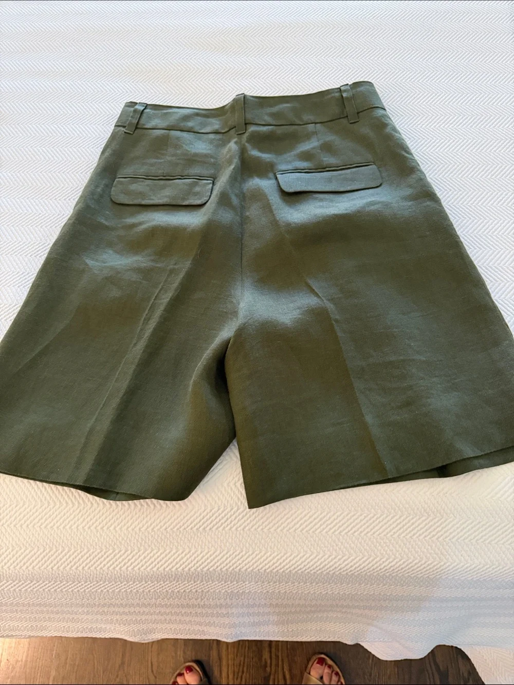 Banana Republic Palma Linen Pleated shorts in Olive Green
